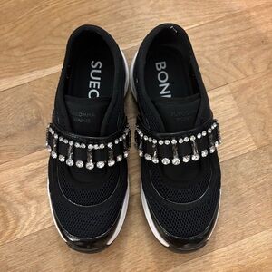 Suecomma Bonnie Black Embellished Slip-On Sneakers